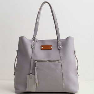 Grey women's bag made of eco leather