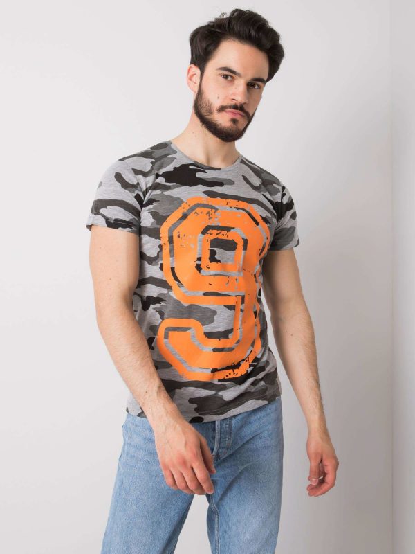 Grey t-shirt for men with print by Evan