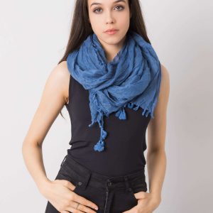 Dark blue scarf with fringes