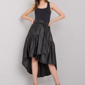 Black Montevallo eco-leather asymmetrical skirt