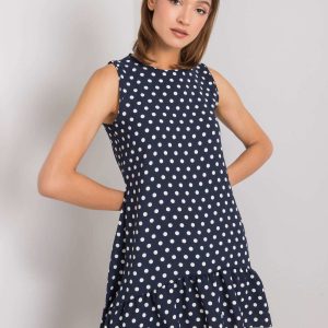 Navy blue polka dot dress Nicollete RUE PARIS