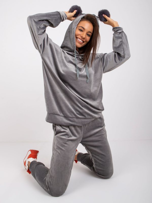 Gray two-piece velour set Avignon