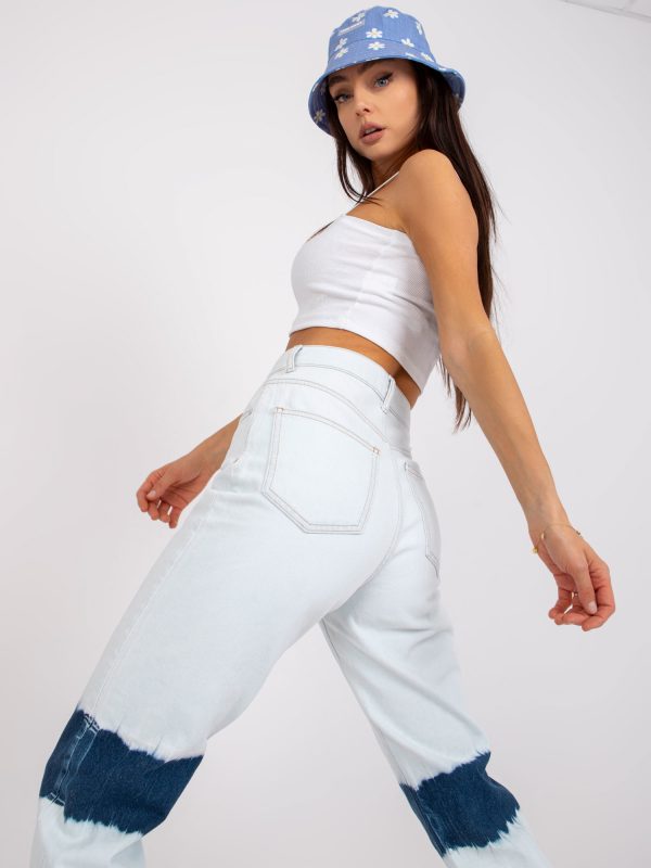 Blue high-waisted jeans for women Beate RUE PARIS