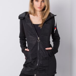 Black Hooded Long Coat Sweatshirt