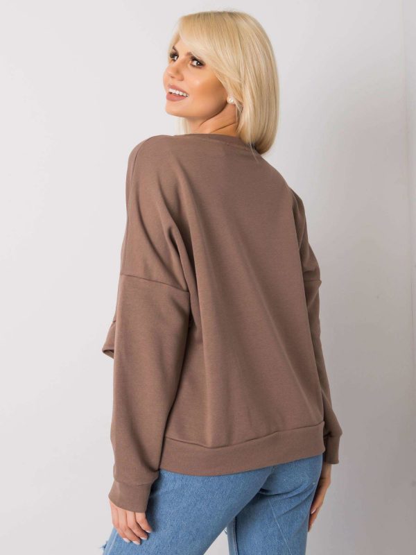 Frose RUE PARIS brown flounce sweatshirt