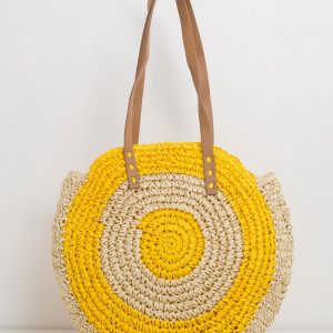 Yellow-beige braided bag