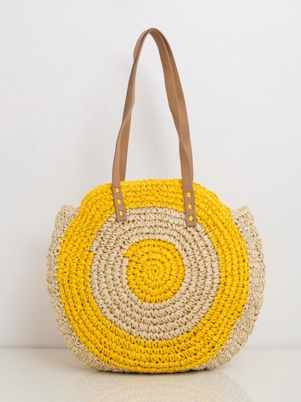 Yellow-beige braided bag