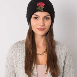 Black Winter Hat with Patch