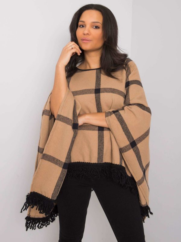 Dark beige Ellery plaid poncho