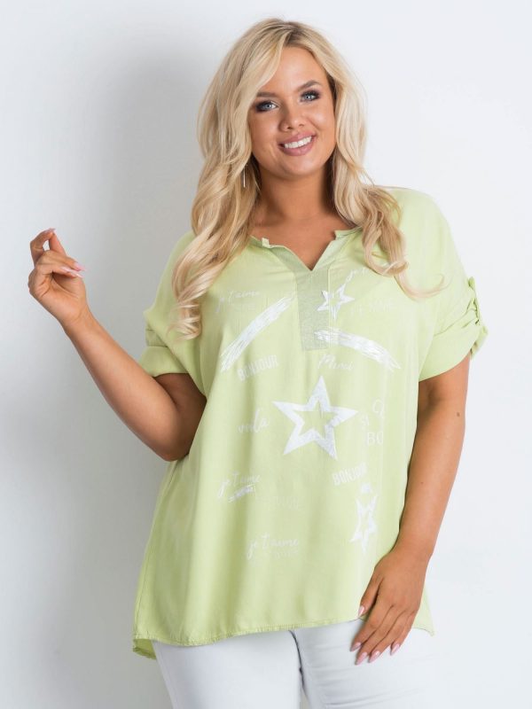 Light Green Plus Size Women's Blouse