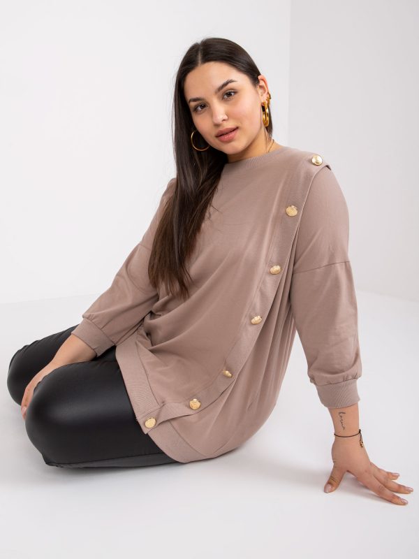 Dark beige plus size blouse for casual Brigitte