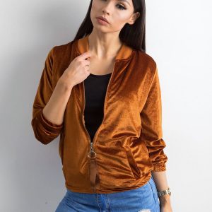 Brown velour bomber sweatshirt