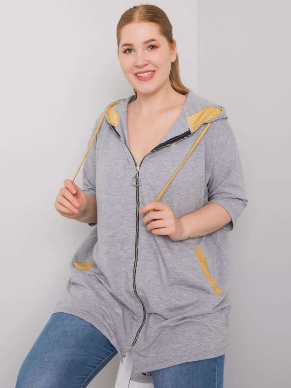 Grey plus size zippered sweatshirt Lounes