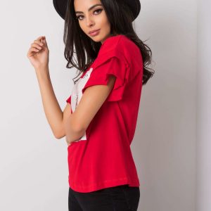 Red T-shirt with flounces by Xandy