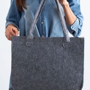 Grey Green Printed Felt Bag