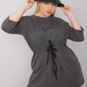 Dark Grey Melange Plus Size Tunic With Tulsa Binding