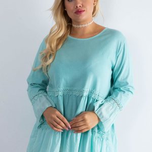 Mint boho tunic with ruffle PLUS SIZE