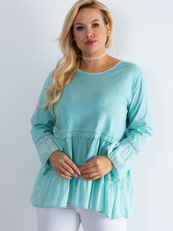 Mint boho tunic with ruffle PLUS SIZE