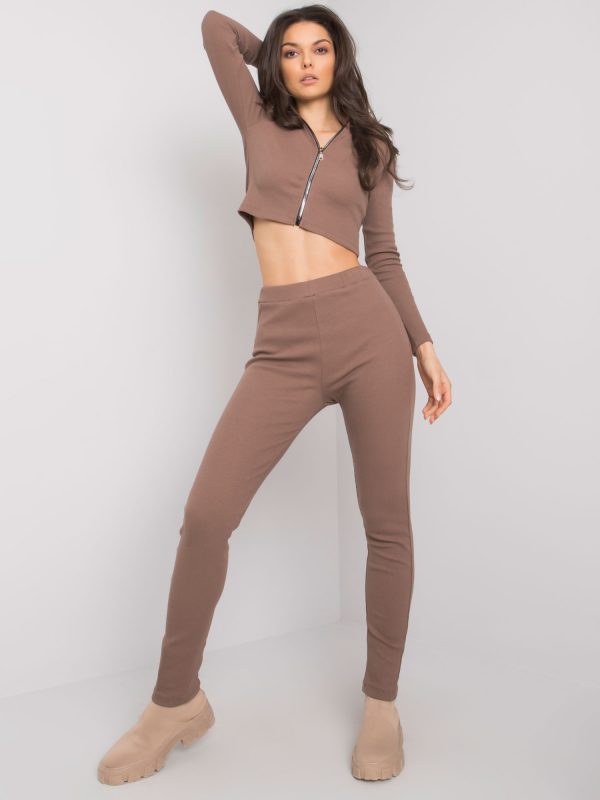 Brown two-piece ribbed set Ivette RUE PARIS