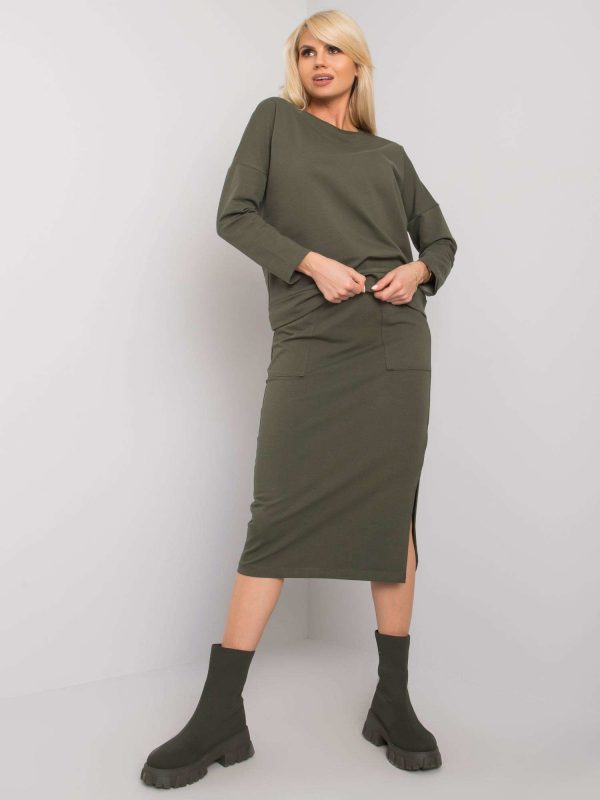 Khaki sweatshirt set with sweatshirt and skirt Mayday