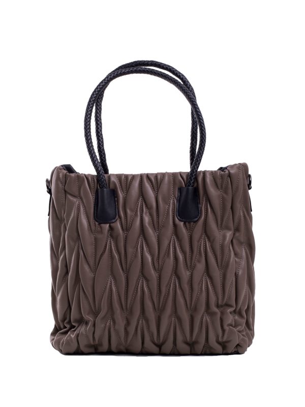 Dark beige eco leather quilted bag