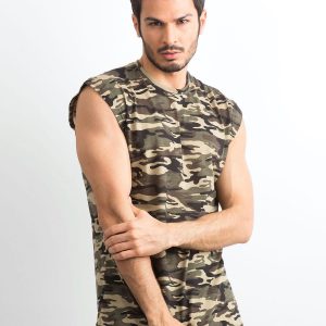 Khaki T-shirt for men with camo print