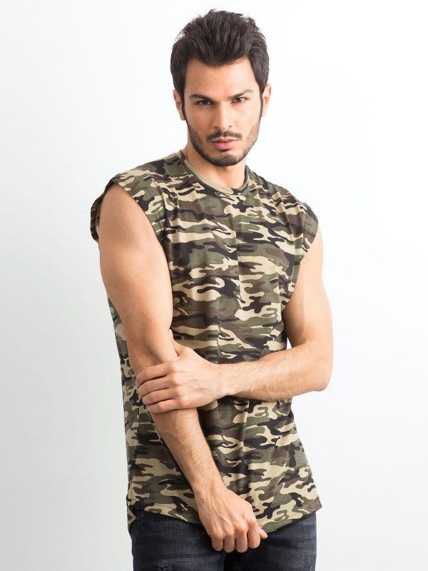 Khaki T-shirt for men with camo print