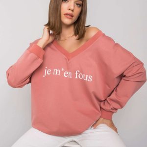 Dirty pink cotton sweatshirt with Bridgetta inscription