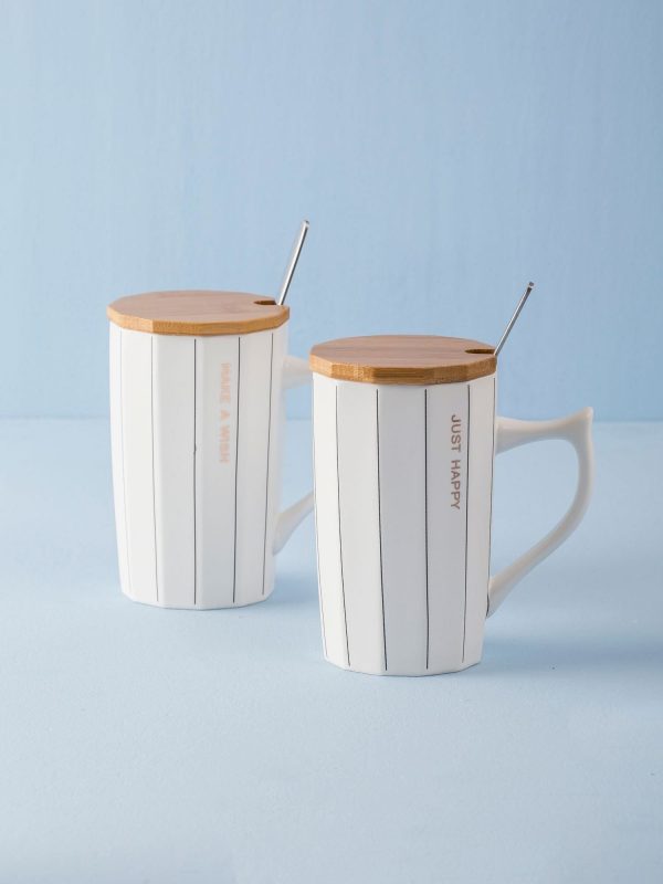 White Ceramic Striped Mug