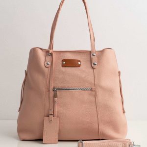 Pale pink women's bag made of eco leather