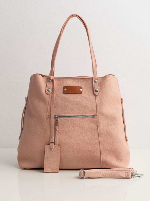 Pale pink women's bag made of eco leather