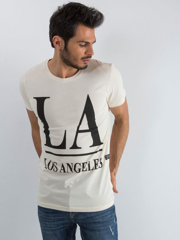 Light beige men's t-shirt with inscription