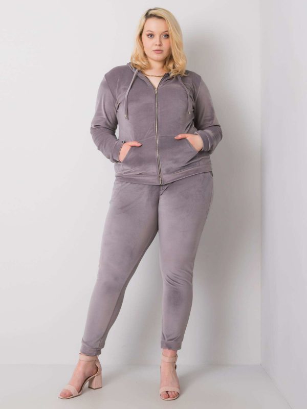 Dark grey velour plus size set Michell