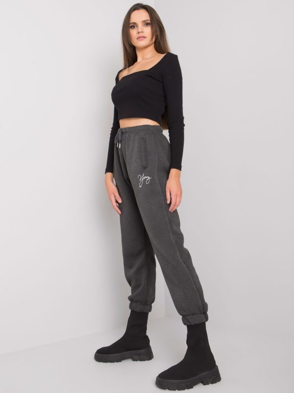 Dark grey melange sweatpants with Lily inscription