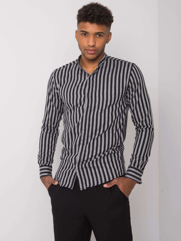 Grey and Black Matthew Striped Men's Shirt