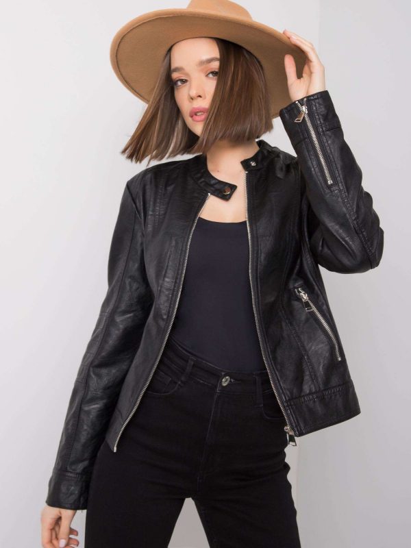 Eulalie Black Eco Leather Jacket