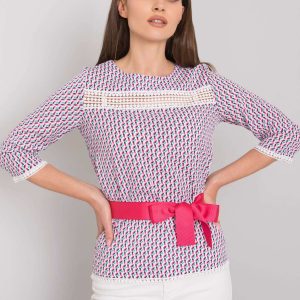 White and pink blouse with Ifrah patterns