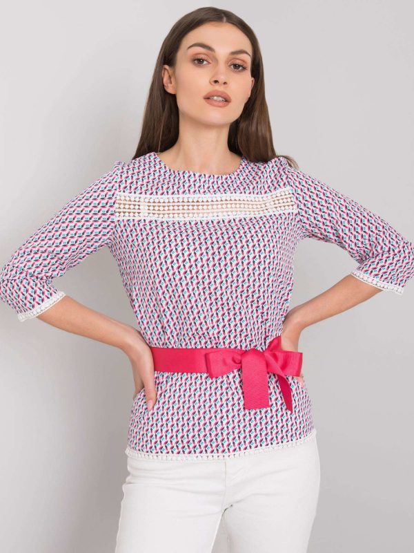 White and pink blouse with Ifrah patterns