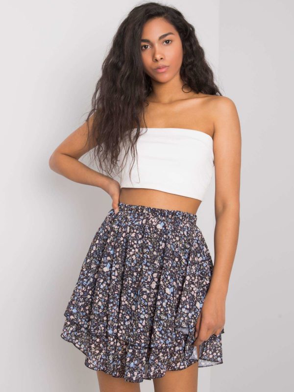 Black and blue skirt with flounce Yaritza