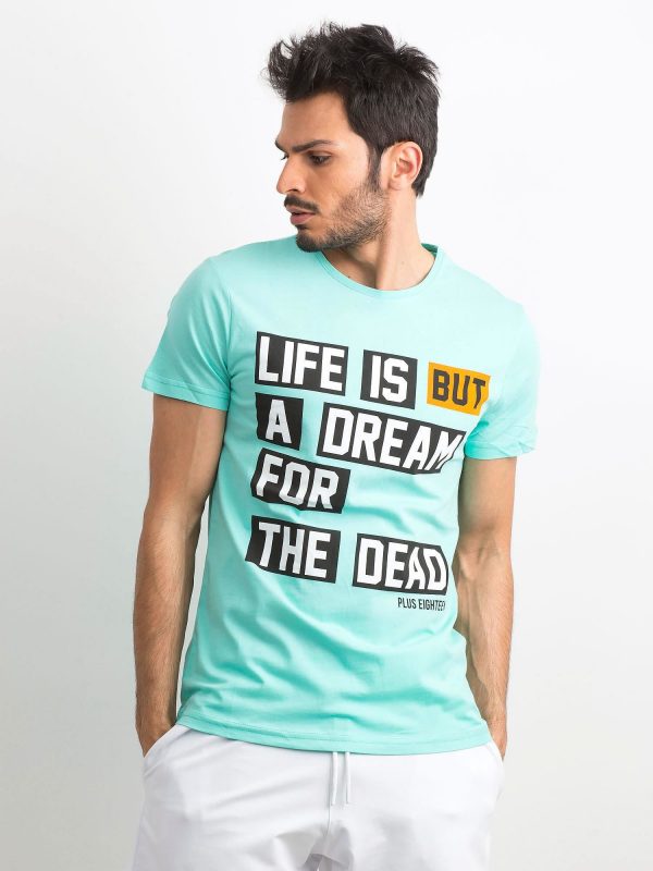 Mint Men's Cotton T-Shirt with Lettering