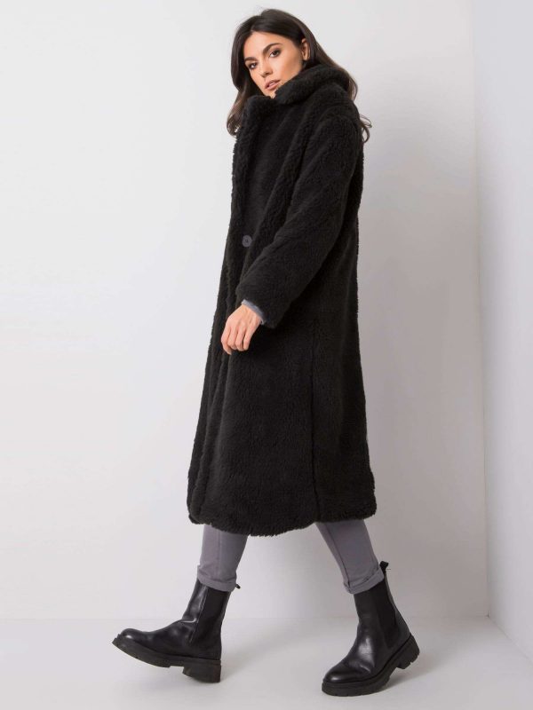 Alessandra RUE PARIS black eco fur coat