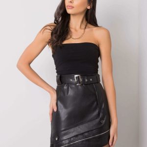 Anastasia Black Eco Leather Skirt