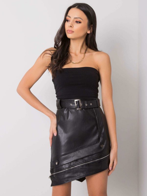 Anastasia Black Eco Leather Skirt