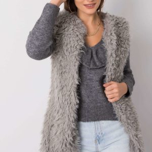 Hallie Grey Fur Vest