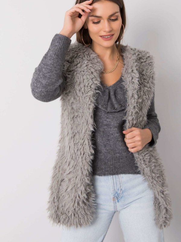 Hallie Grey Fur Vest