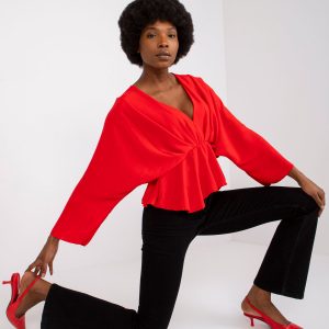 Raquela red V-neck blouse