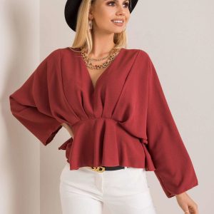 Raquela red and brown blouse