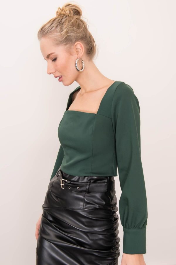 Dark green blouse with neck on the back BSL