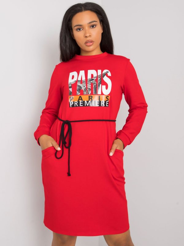 Red Cotton Lareen Dress