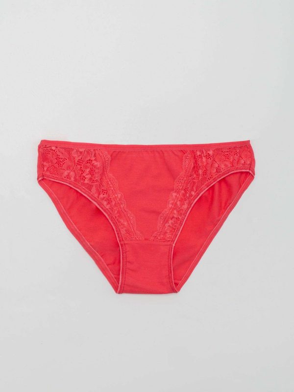 Coral panties with lace